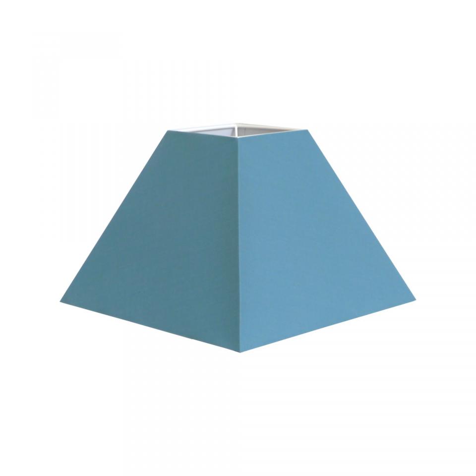 Abat-jour carré trapèze en tissu bleu 25x25cm