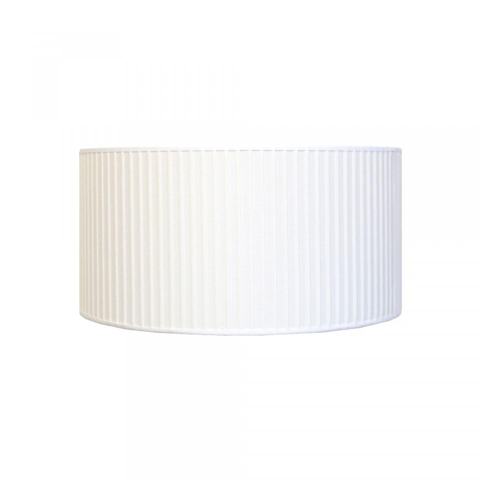Abat-jour cylindrique en polycoton plissé blanc D3