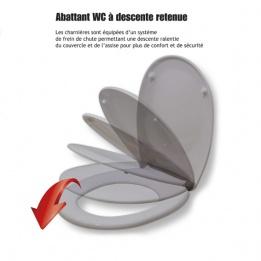 Abattant WC à descente retenue Gris Abattant WC à descente retenue