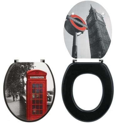 Abattant wc fantaisie London Noir et Rouge Noir PLANETE Abattant wc fantaisie London