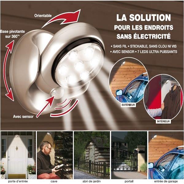 Lampe 7 leds à détecteur de mouvement orientable 360 Lampe 7 leds à détecteur de