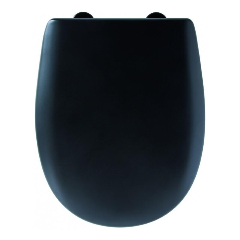 Abattant WC noir mat déclipsable en bois réticulé NF Abattant WC noir mat déclipsable