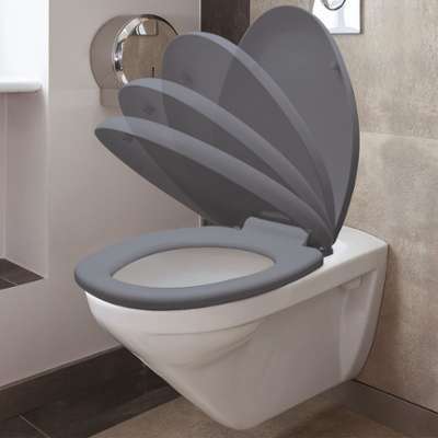 Abattant WC gris avec frein de chute intégré Abattant WC gris avec frein