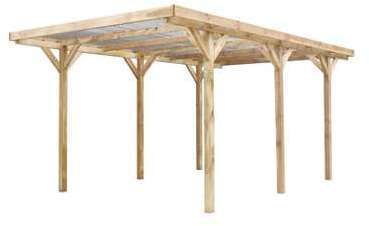 Carport Madeira 1 voiture pin traité 304 x 517 cm Carport Madeira 1 voiture