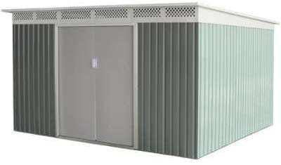 Abri de jardin en métal 11 3m vert pâle kit d ancrage Abri de jardin en métal 11