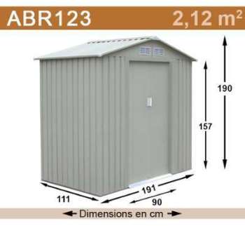 Promo - Abri de jardin métal crème 2 12 m2 kit d ancrage Promo - Abri de jardin métal