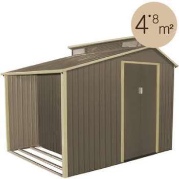 Promo - Abri de jardin avec bûcher en métal 4 85 m Promo - Abri de jardin avec