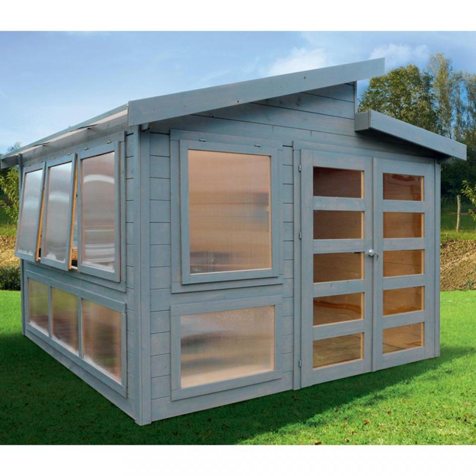 Abri de jardin 8.67m² en sapin brut, 28mm, MERANO