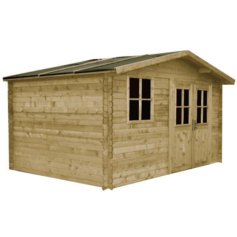 Abri de jardin en bois FSC 12m² - madriers 28mm Gr