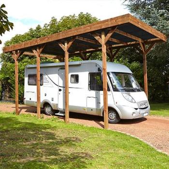 Carport autoportant en bois traité autoclave pour camping Carport autoportant en bois