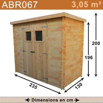 Abri de jardin bois 3,05 m2.
