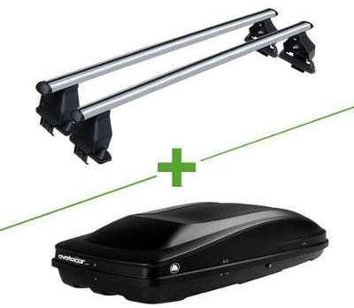 Pack barres et coffre de toit MBO Tema alu + Wabb