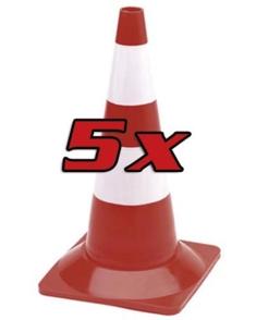 Pack de 5 cônes de signalisation rouge et blanc - 50 Pack de 5 cônes de signalisation
