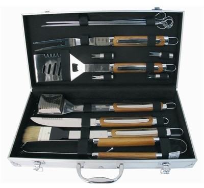 Malette barbecue inox 15 pièces - Set barbecue ino