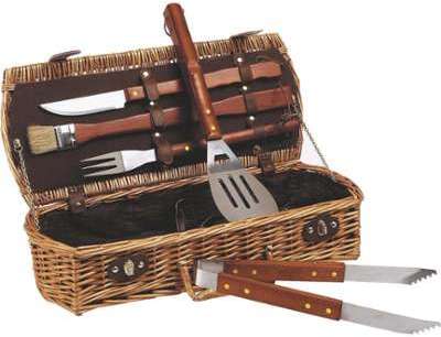 Coffret barbecue en osier 5 accessoires Coffret barbecue en osier