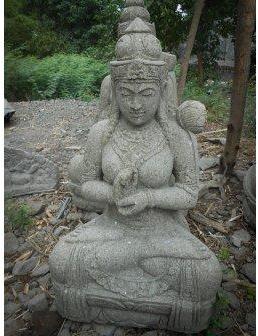 Grande Statue de jardin zen déesse balinaise en pierre Grande Statue de jardin zen