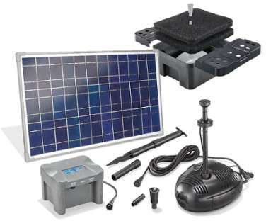 Kit pompe solaire bassin avec filtre batterie et anneau Kit pompe solaire bassin avec