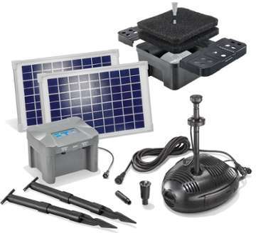 Kit pompe solaire bassin avec filtre batterie et anneau Kit pompe solaire bassin avec