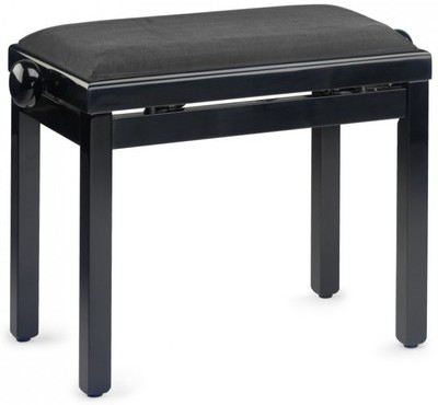 Banquette noire brillante pour piano, avec pelote