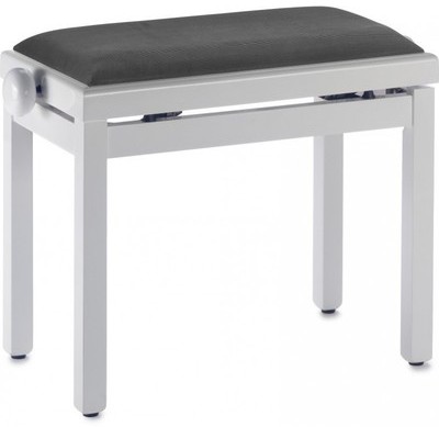 Banquette blanche brillante pour piano, avec pelot