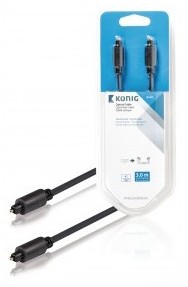 Câble optique Toslink, mâle vers mâle, 3 m, gris
