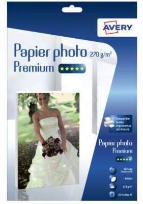 Papier photo Avery 25 Photos brillantes A4 270g/m²
