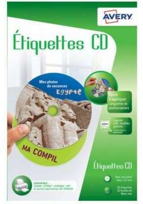 Papier créatif Avery 60 Etiquettes CD gros conditi
