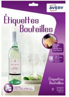 Papier créatif Avery 40 Etiquettes pour bouteille