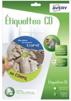 Papier créatif Avery 30 Etiquettes CD