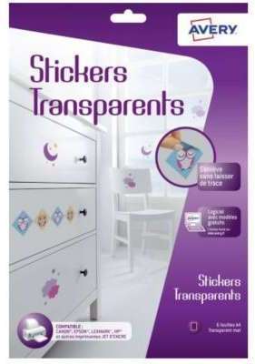 Papier créatif Avery 5 Stikers transparents A4