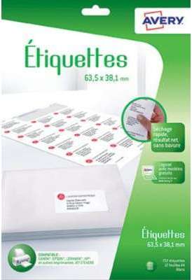 Etiquette Avery 252 Etiquettes adressage 63,5x38,1