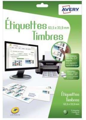 Papier créatif Avery 72 Etiquettes pour timbres 63
