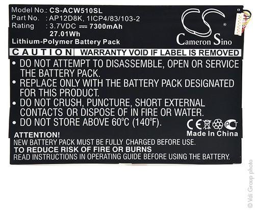 Batterie 3,7V 7300mAh pour Iconia Tab P3-171
