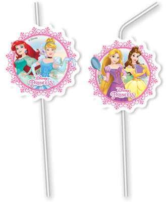 6 Pailles Médaillons Princesses Disney Loving