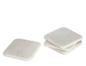 Set de 4 Dessous de Verre en Marbre Blanc