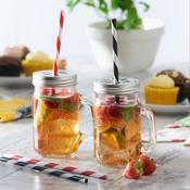Coffret de 2 bocaux avec anse en verre avec couver