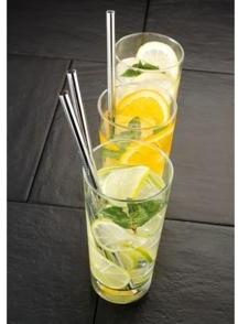 4 Pailles droites en acier inox
