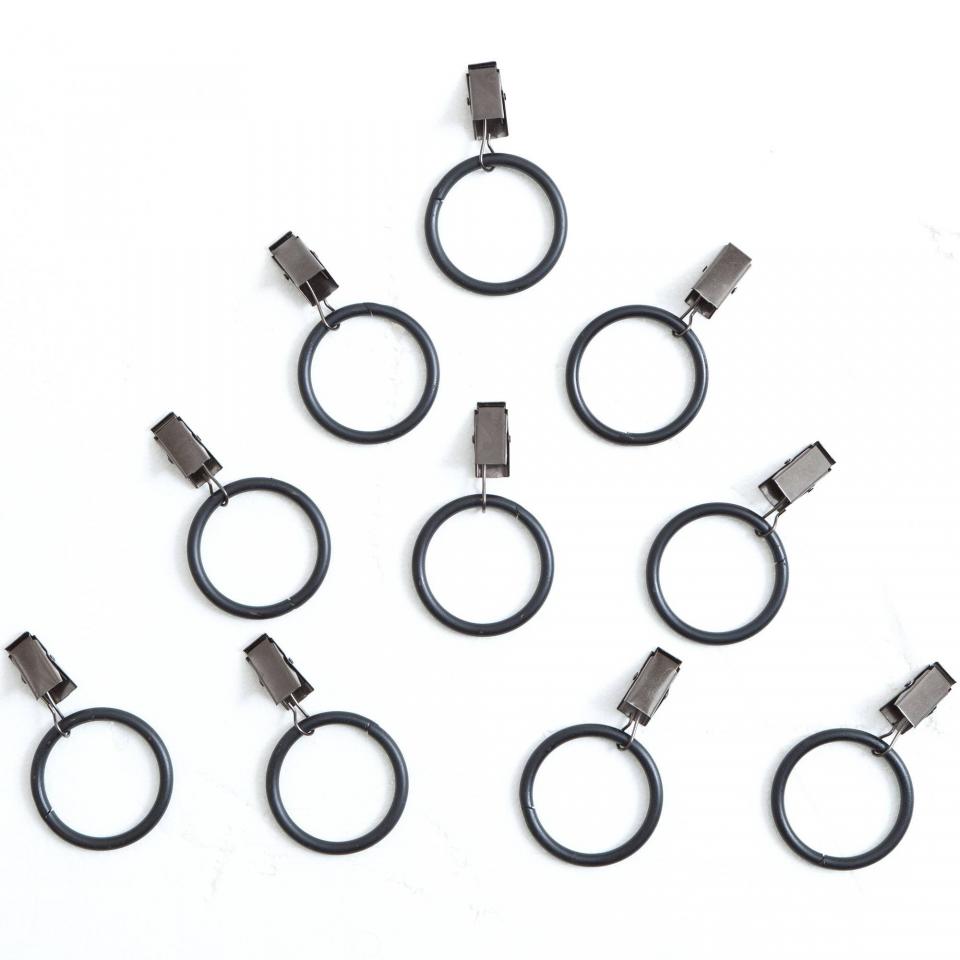 Lot De 10 Anneaux + Pinces Métal Pour Rideaux - Ha