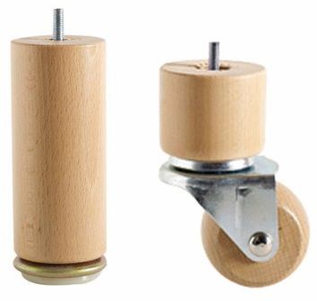 Pieds de sommier sur roulettes pivotantes + dômes