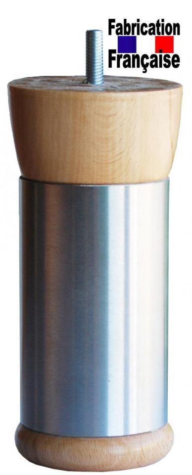 Pieds bois inox lot de 4