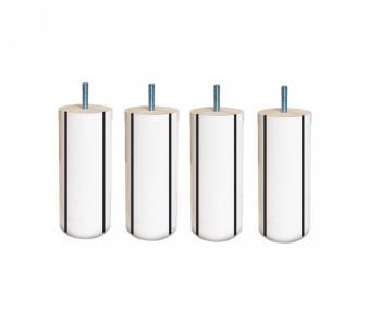 4 Pieds Cylindriques Blanc et Joncs Noirs 15 cm