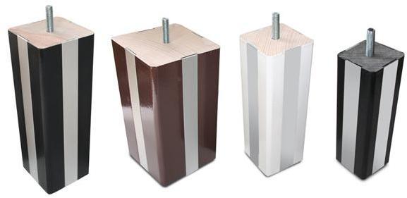 4 pieds carres inox et bois 20cmx7cm blanc modele