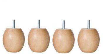 4 Pieds Boules Bois Naturel 75x75 cm