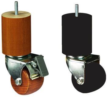1 pied cylindrique bois a roulette 17x7cm modele r
