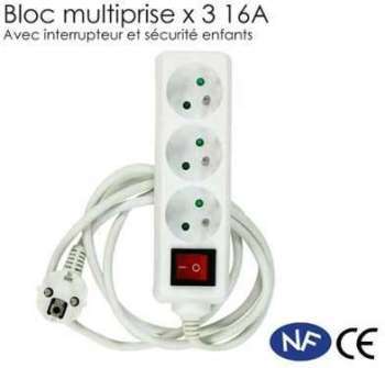 Bloc multiprises x 3 avec interrupteur