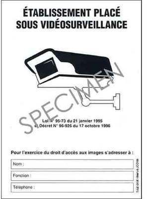 Autocollant norme video surveillance