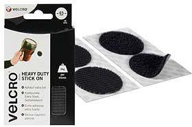 Pastilles Velcro rondes extrêmes - noir - Ø 45 mm