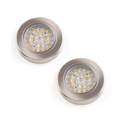 Kit 2 spots LED extra-plats - blanc chaud - inox b