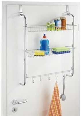 Etagère de porte 2 paniers et accroche-torchons Etagère de porte 2 paniers