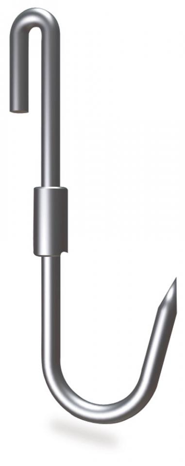 Crochet inox de boucher a tige tournant pour barre